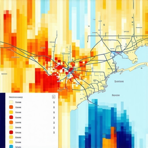 Advanced Map Analytics Dashboard for Local SEO A sophisticated digital map analytics interface displaying heatmaps, customer movement, and review insights for local SEO