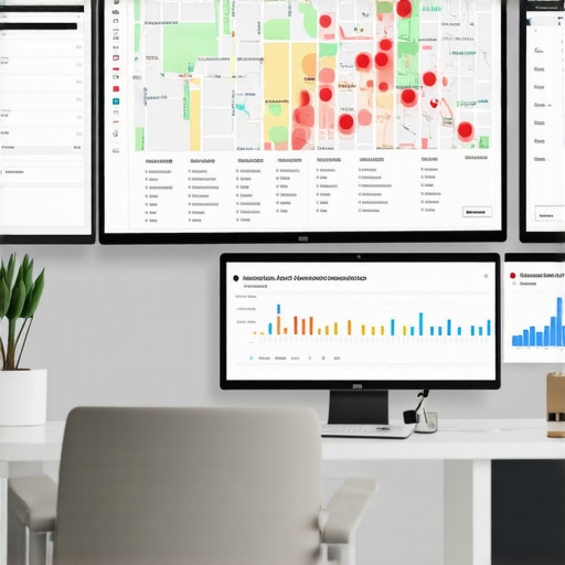 Business professional analyzing Google Maps heatmaps and local search data.