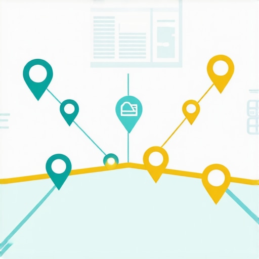 Illustration of digital map with analytics overlays showing data accuracy and optimization