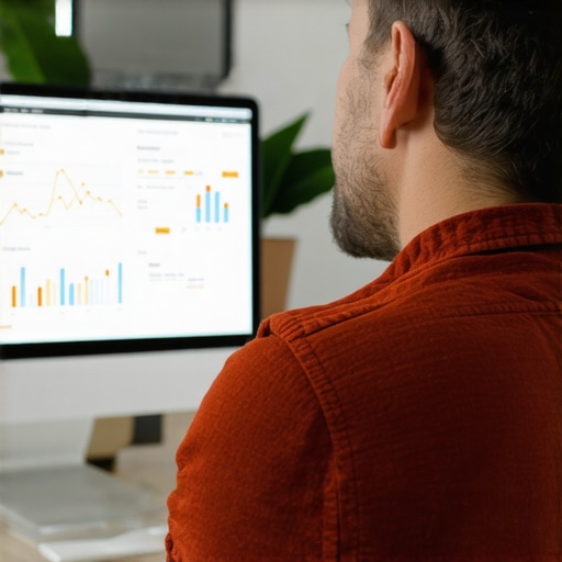 Business owner examining local map data on a monitor