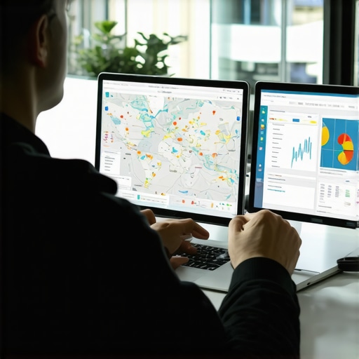 Analyzing Maps Data for Local SEO Strategy Close-up of a person reviewing maps analytics on a computer