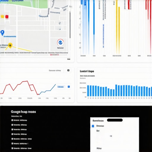 Dashboard with charts showing local SEO metrics and map analytics