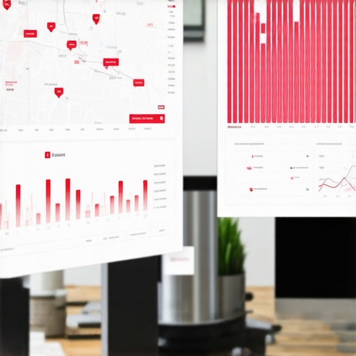 Detailed view of a digital dashboard showing local map analytics and SEO metrics.