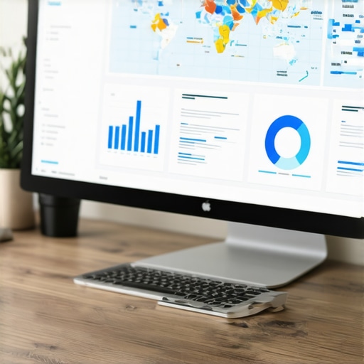 Marketing professional reviewing maps analytics dashboard