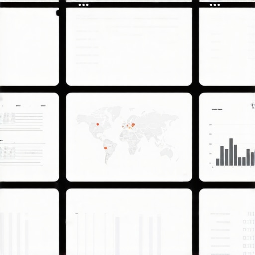 Workspace with SEO performance dashboards and maps analytics tools