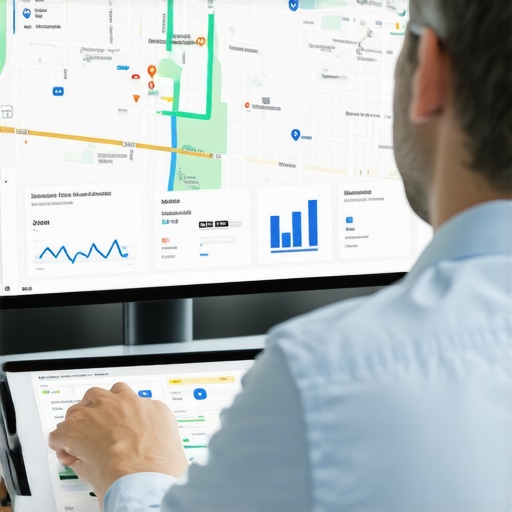 Business owner reviewing Google Maps data on a computer screen