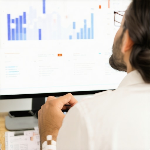 Person reviewing local maps analytics on a screen to improve Google Maps ranking.