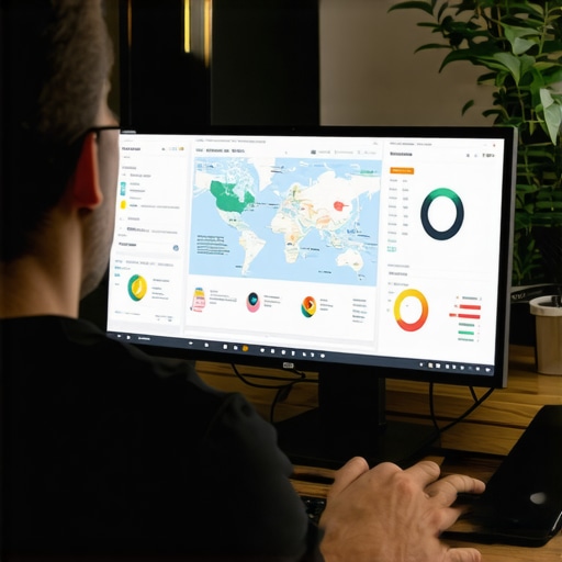 Person reviewing local SEO analytics and maps data on a screen.