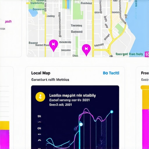 A screenshot of Maps Analytics dashboard displaying local map pin stability and traffic analytics.