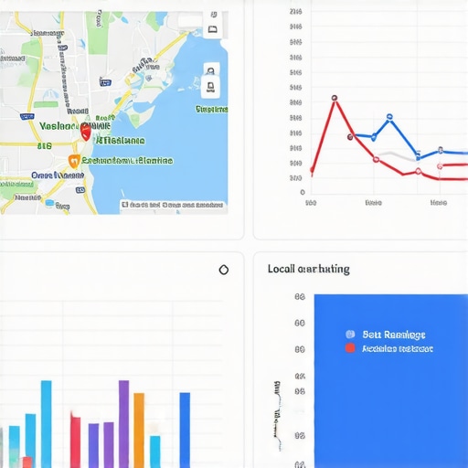Google Data Studio dashboard displaying local ranking and map analytics metrics