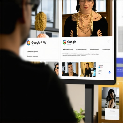 Business owner enhancing Google My Business listing with photos.